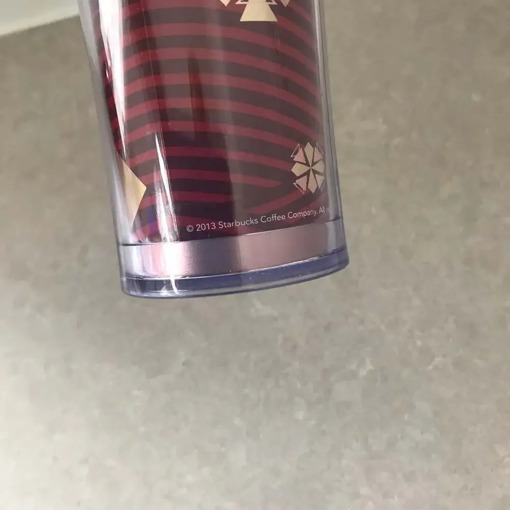 Starbucks Bella Rose Gold Red Geo Design Holiday Tumbler And Lid 2013 12 Oz